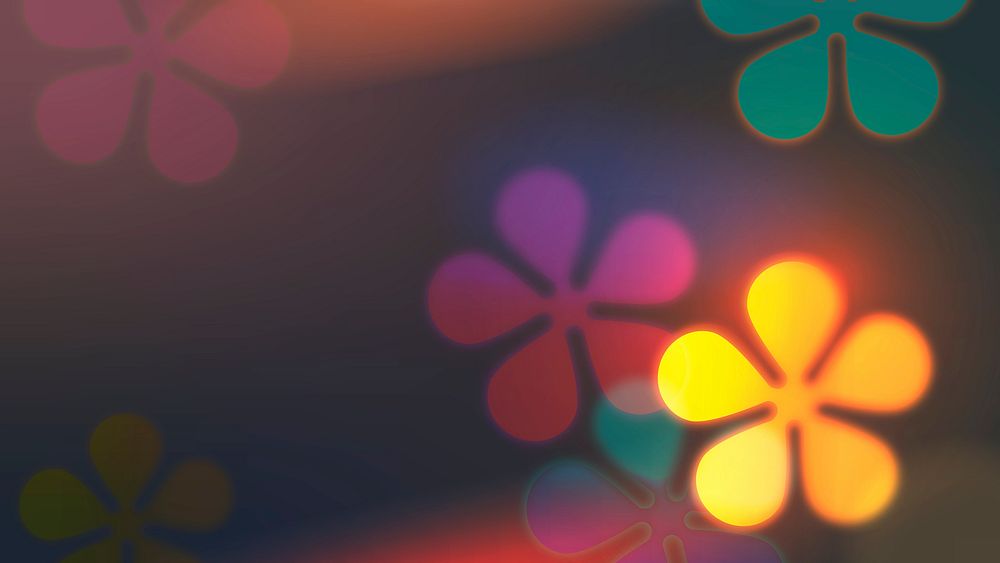 Colorful flower bokeh desktop HD wallpaper, glowing aesthetic pattern design