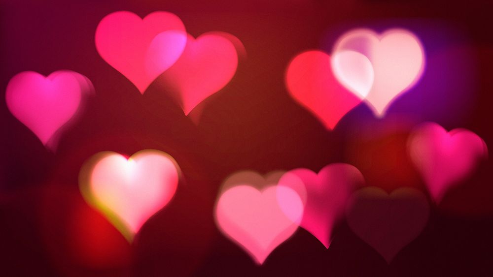 Valentine&rsquo;s day desktop wallpaper, pink heart bokeh pattern