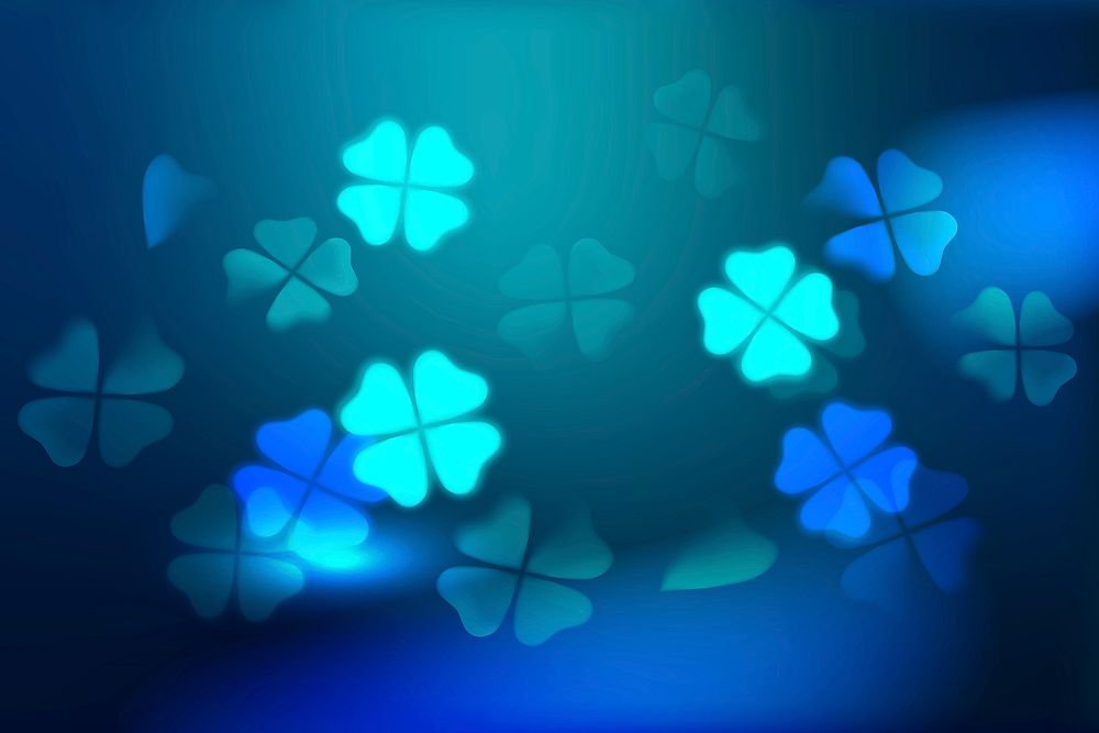 Blue clover bokeh background vector