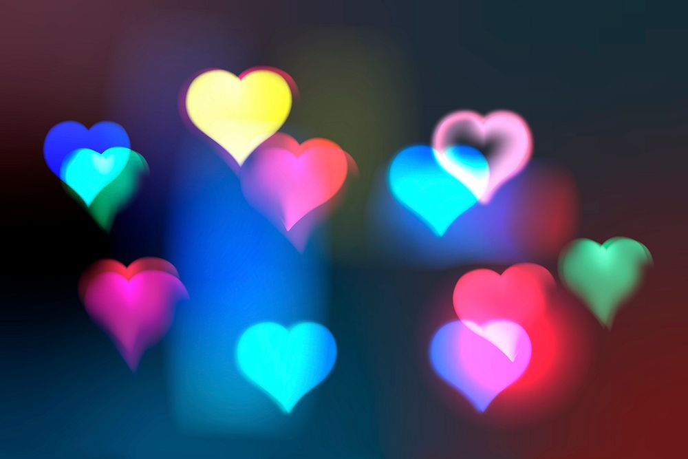 Colorful heart bokeh background pattern design vector