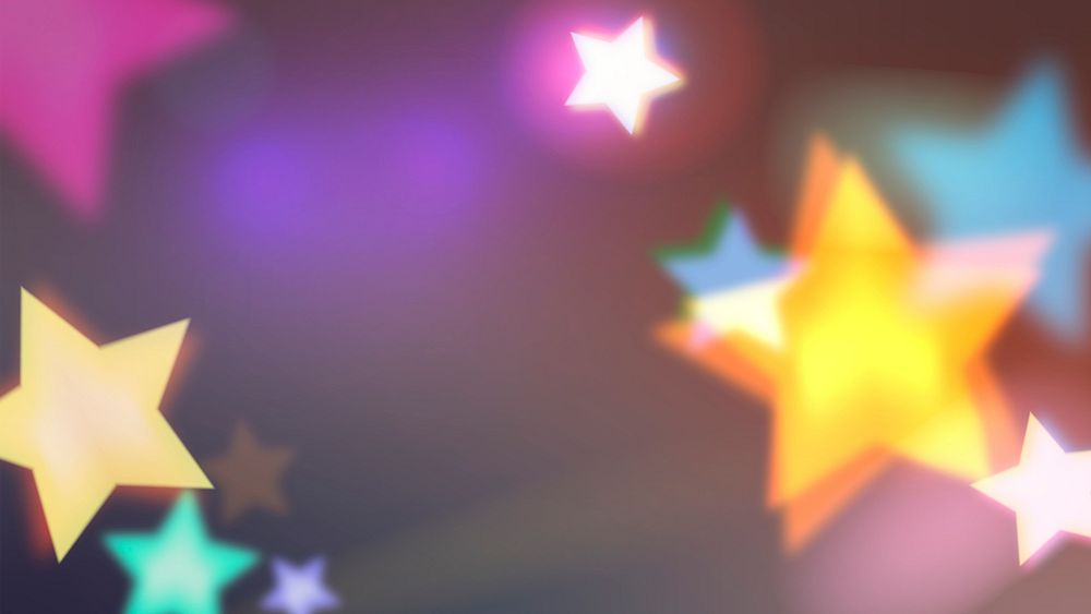 Colorful star bokeh desktop HD wallpaper, glowing aesthetic pattern design
