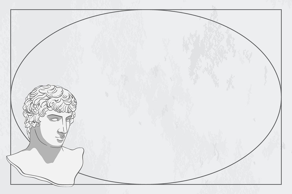 Aesthetic frame, monoline design, Greek statue vector