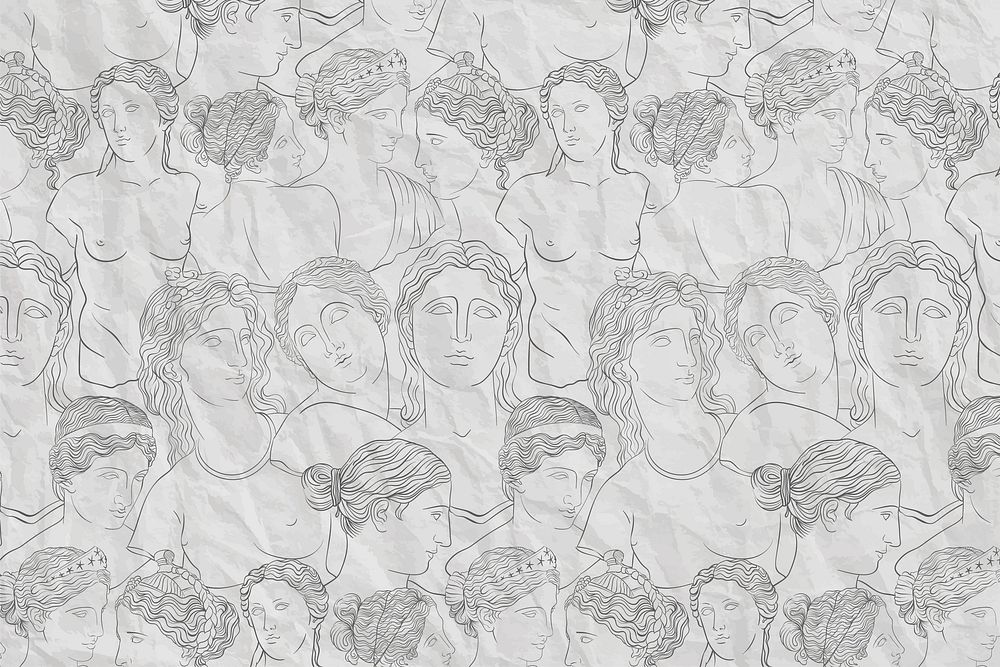 Greek sculpture pattern background, line art design