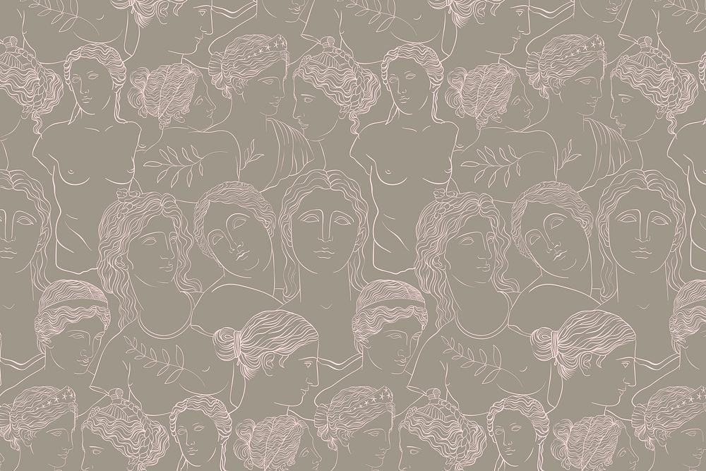 Classical sculpture pattern background, gods line art design vector