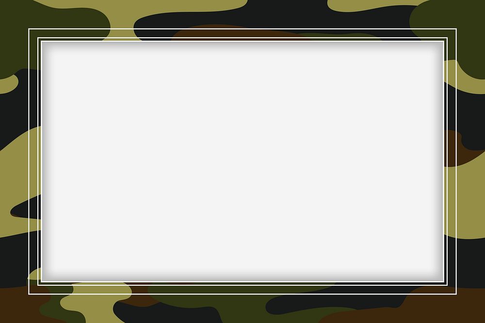 Green camouflage frame border psd, aesthetic pattern background