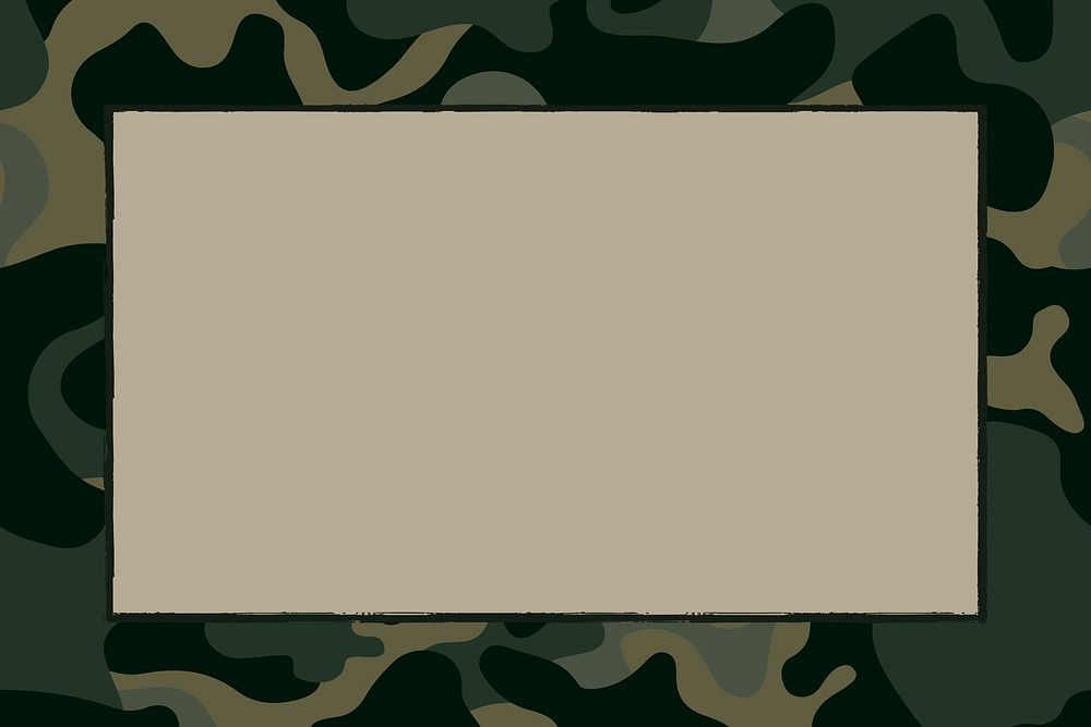 Green camouflage frame border psd, aesthetic pattern background