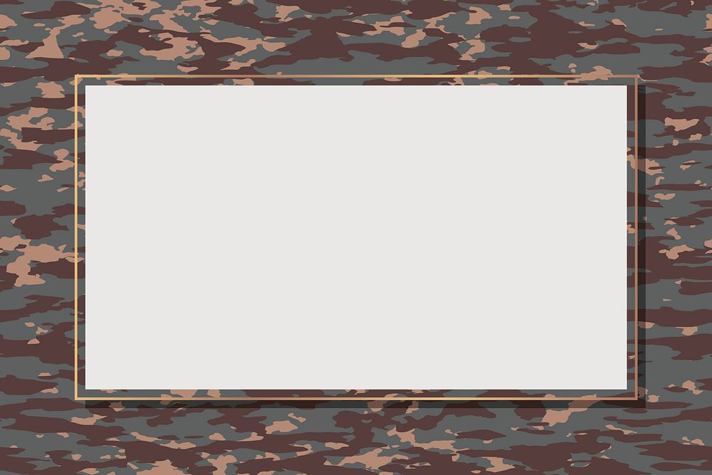 Brown camouflage frame border vector, aesthetic pattern background