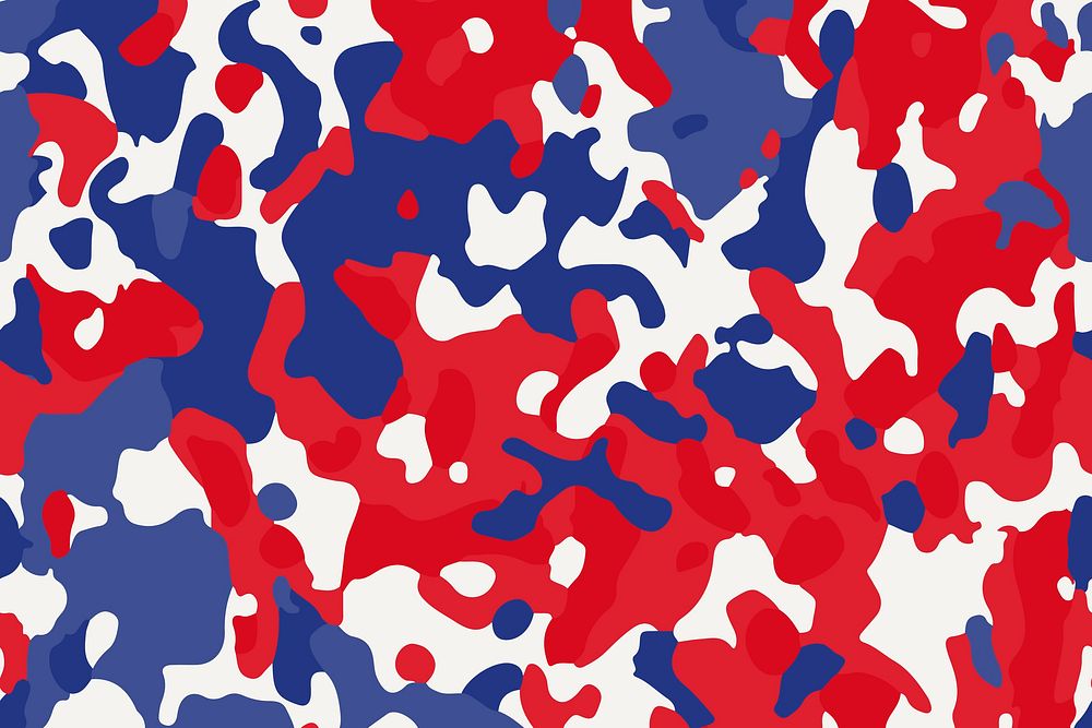 Modern camo print, blue and red pattern background pattern vector