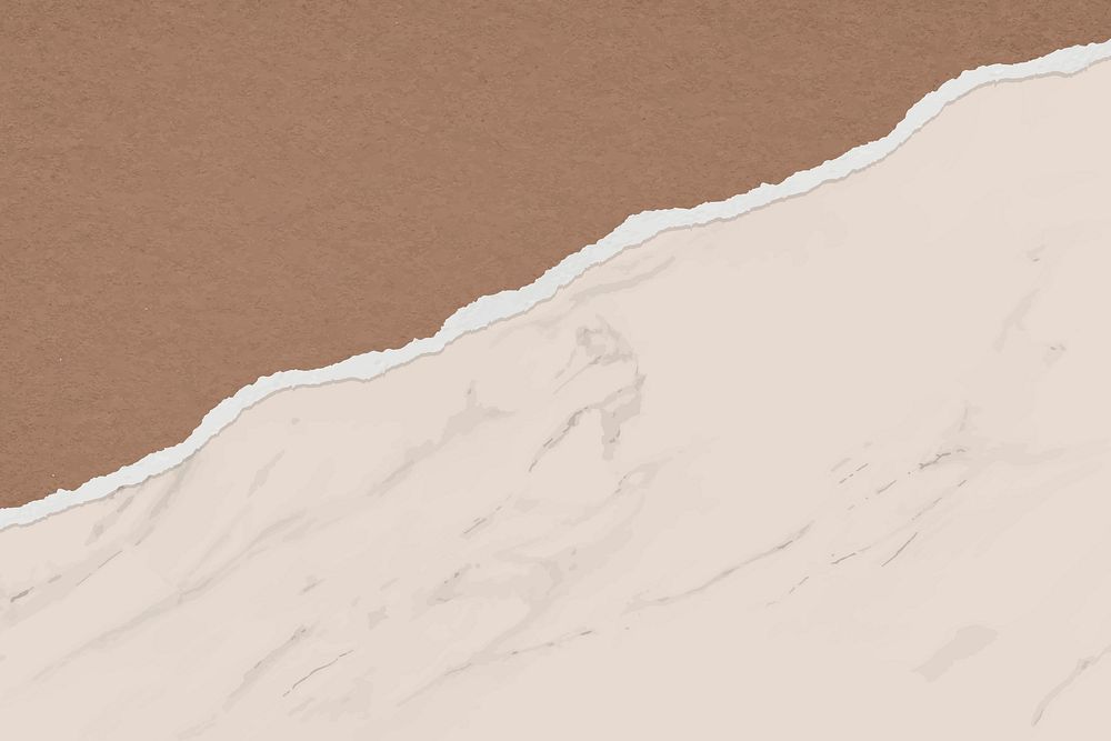 Brown marble texture background, ripped paper border vector