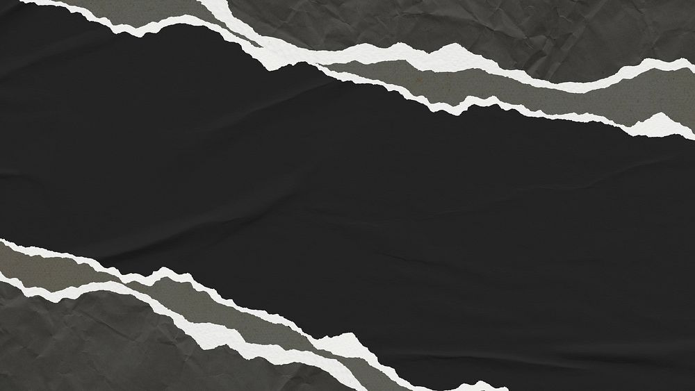 Black paper desktop wallpaper, torn texture border, 4k background