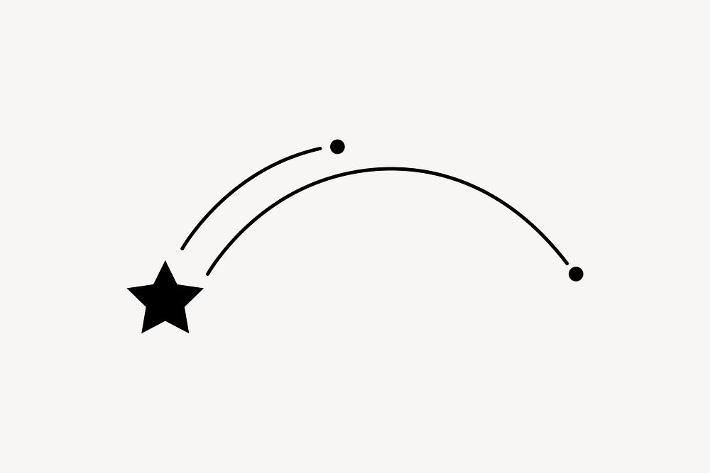 Falling star sticker, constellation line art collage element for digital planner vector