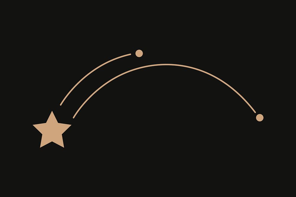 Falling star sticker, constellation line art collage element for digital planner psd