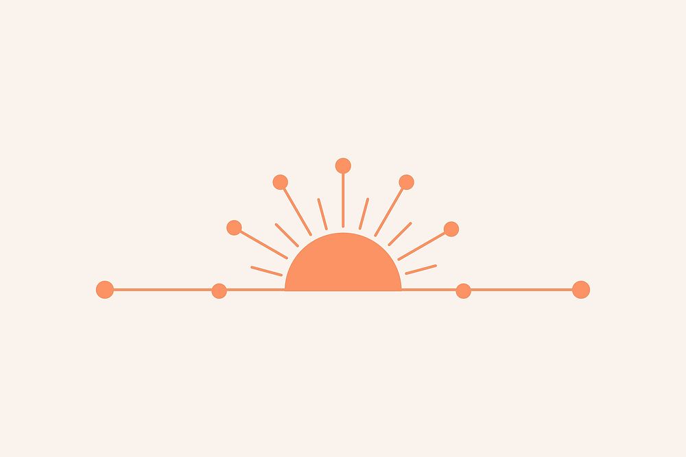 Sun divider sticker, aesthetic pastel line art vector