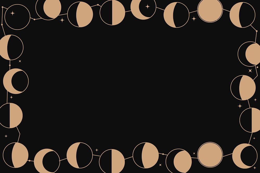 Astrology frame background, gold black celestial line art style vector