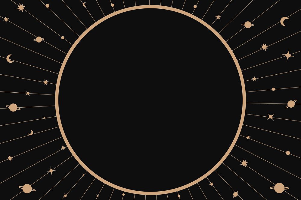 Aesthetic star frame background, black celestial design