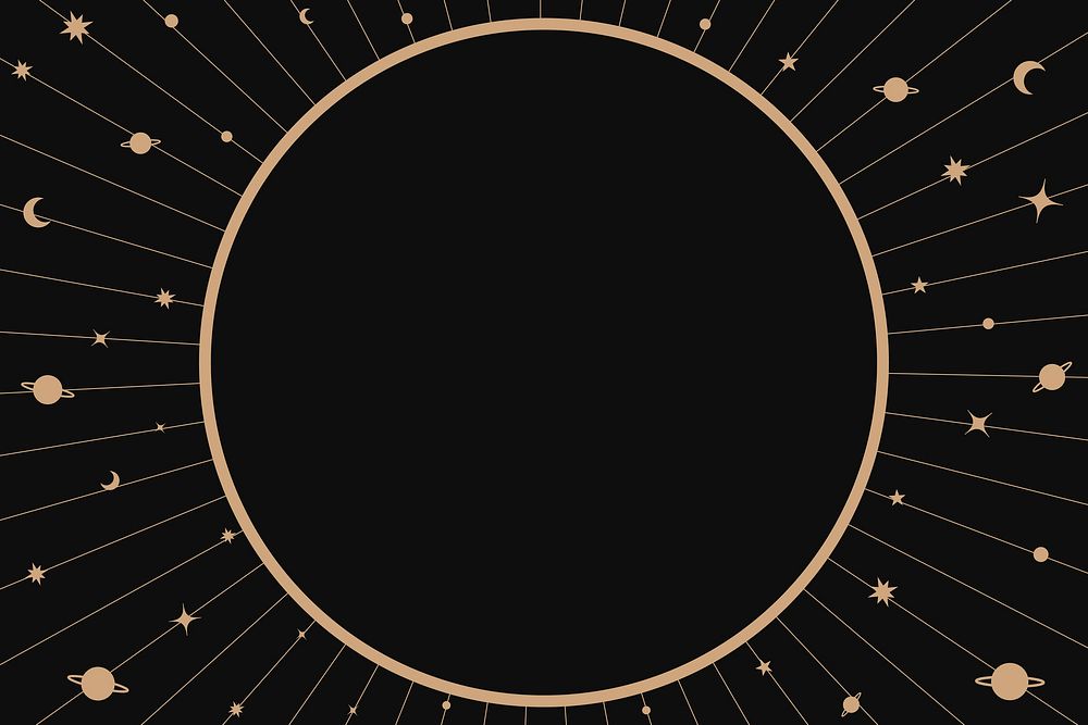 Aesthetic star frame background, black celestial design vector