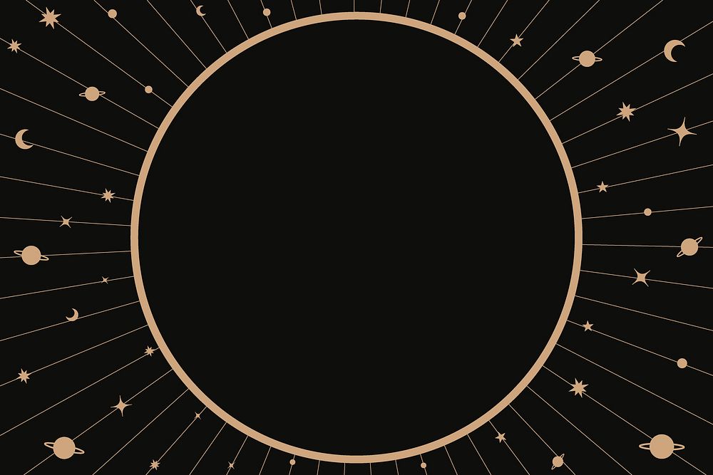 Aesthetic star frame background, black celestial design psd