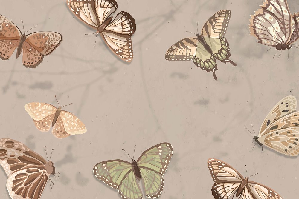 Cute butterfly background, aesthetic watercolor design psd