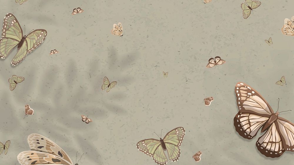 Earth tone computer wallpaper, butterfly pattern aesthetic background