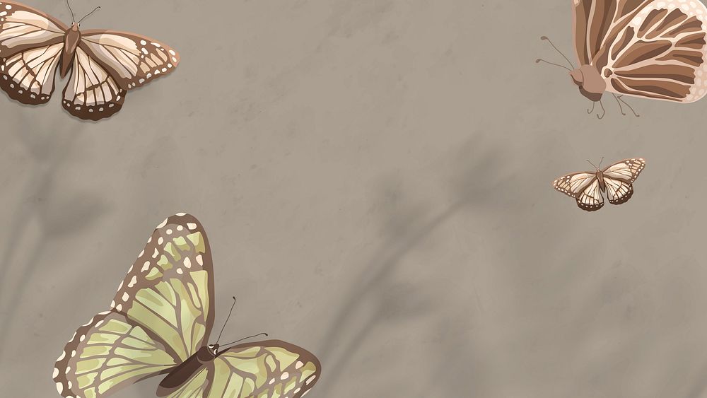 Earth tone butterfly computer wallpaper, aesthetic background
