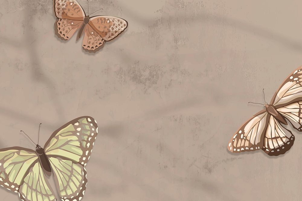 Butterfly autumn background, aesthetic watercolor design 