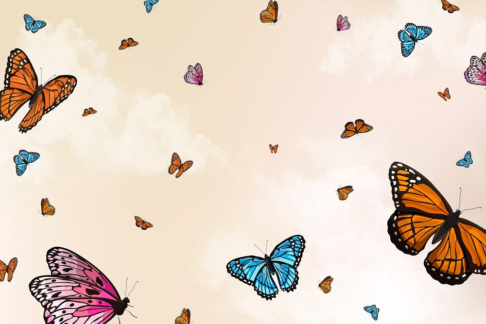 Colorful butterfly background, watercolor illustrations vector