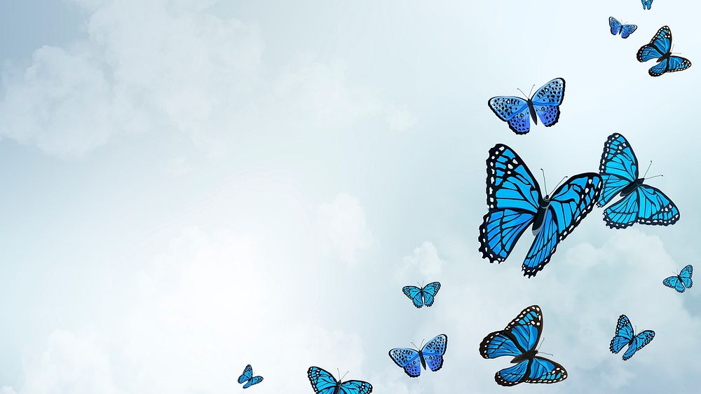 Blue sky computer wallpaper, butterfly background