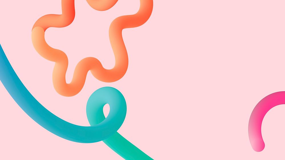 Pastel pink desktop wallpaper, 3D squiggle, funky design