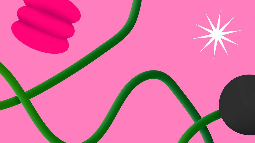 Fun pink desktop wallpaper, 3D squiggle design