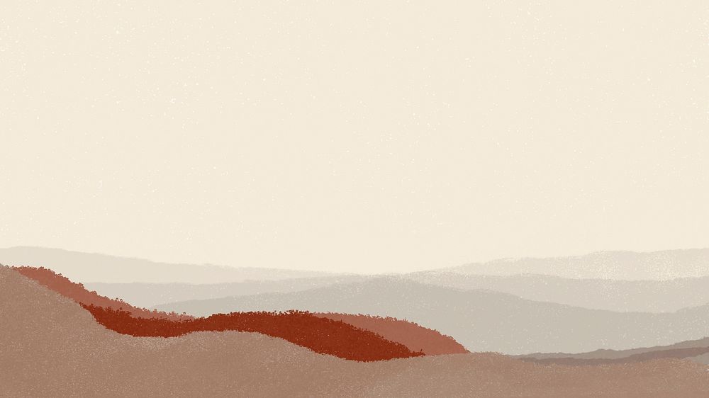 Aesthetic landscape computer wallpaper, brown crayon texture