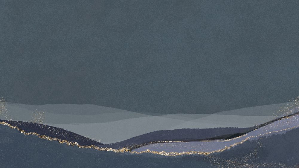 Blue glitter computer wallpaper, aesthetic landscape border
