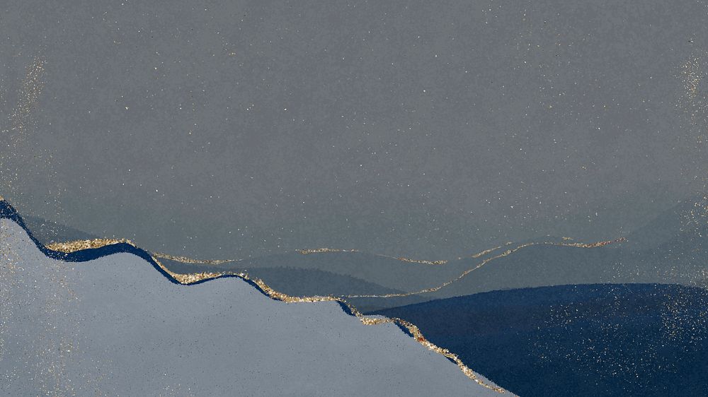 Blue glitter desktop wallpaper, aesthetic landscape border