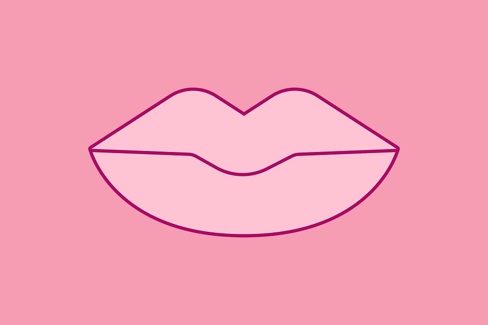 Pink lips shape collage element, flat graphics design psd