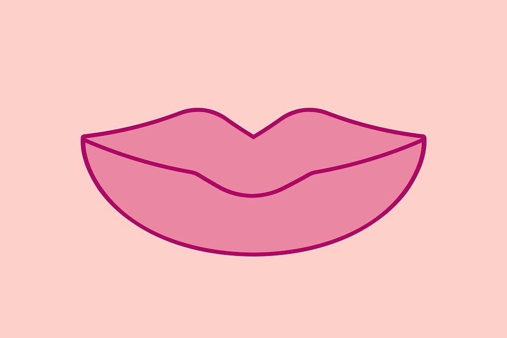 Pink lips shape collage element, flat graphics design vector