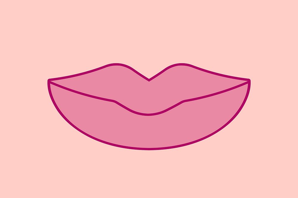 Pink lips shape collage element, flat graphics design psd