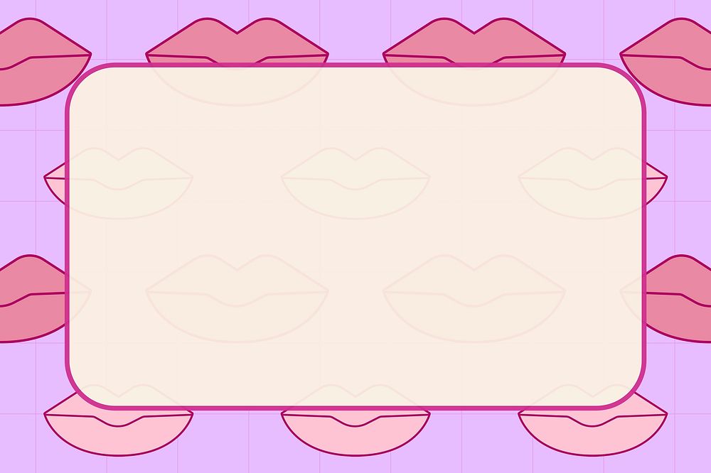 Pop art frame, cute pink lips pattern psd