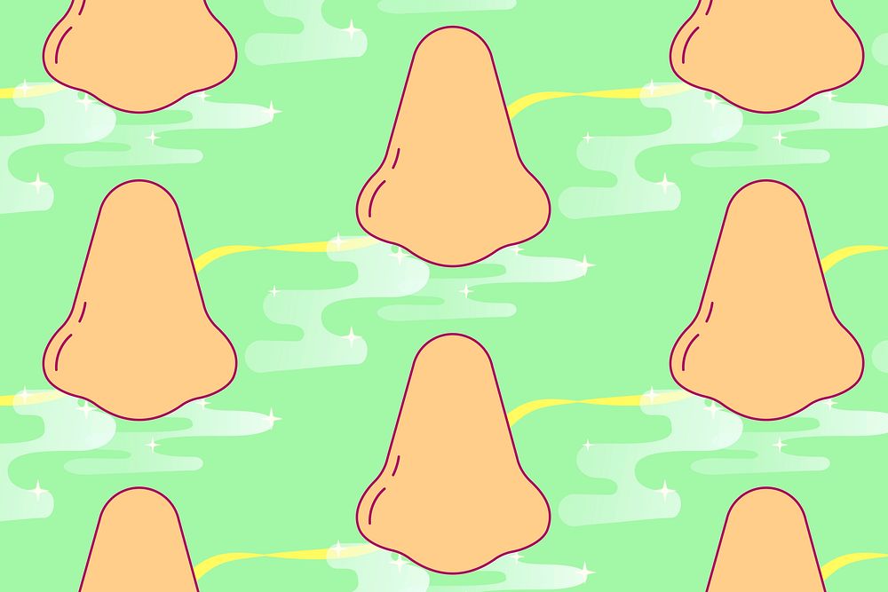Nose pattern background, cute green seamless design vector