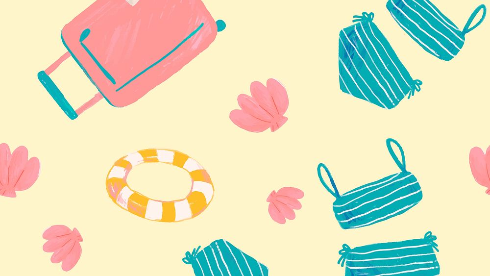 Summer vacation computer wallpaper pattern, yellow background