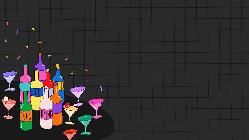 Black party desktop wallpaper background, cute illustration