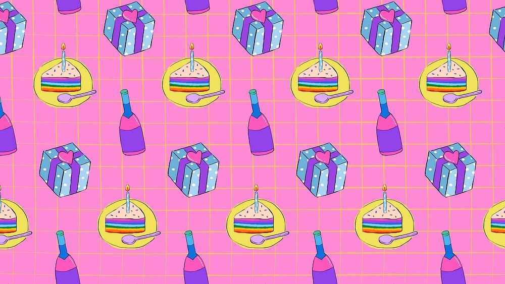 Birthday desktop wallpaper background, party pattern illustration