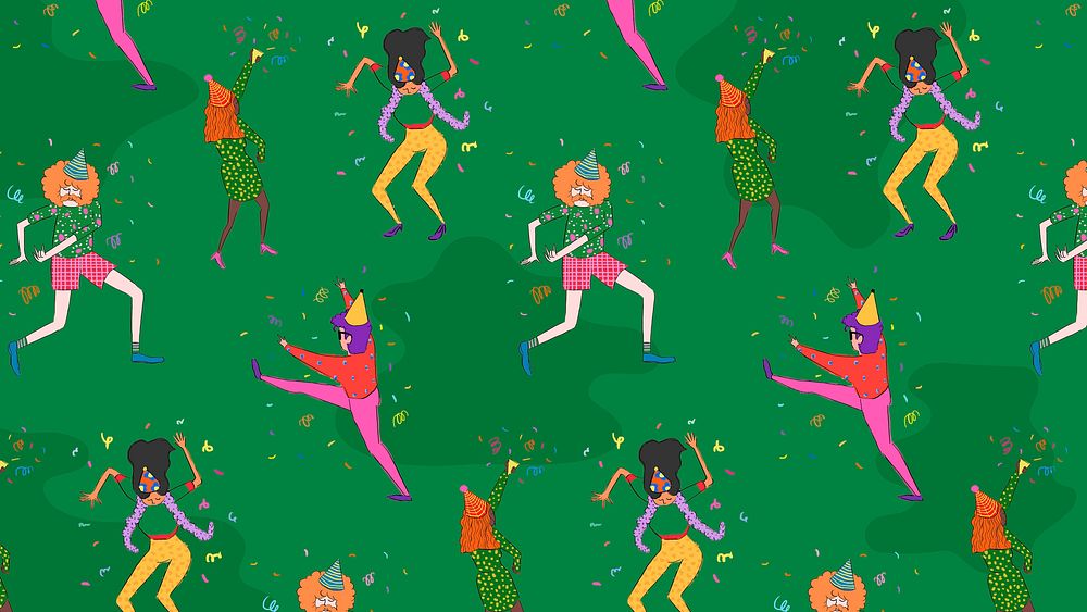 Green desktop wallpaper background, dancing pattern illustration
