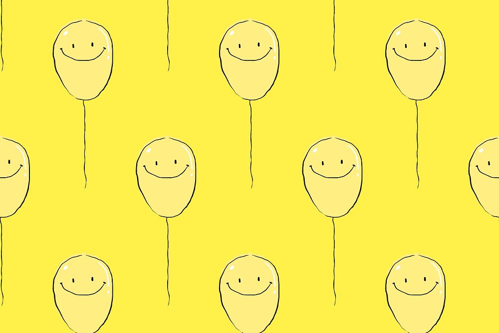 Yellow balloons pattern background, drawing illustration, seamless design