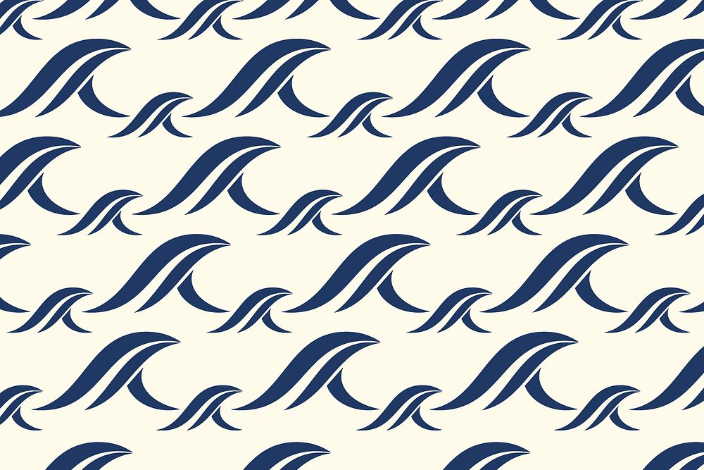 Tidal wave pattern background, blue seamless design vector