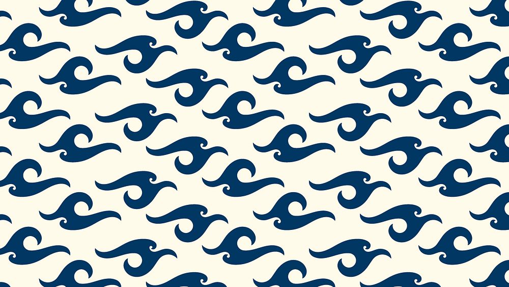 Summer wave computer wallpaper, seamless pattern in blue