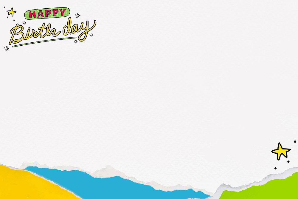 Happy birthday greeting background, ripped paper card design vector