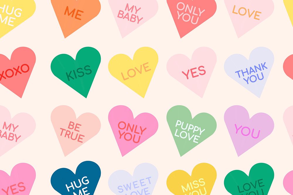 Colorful hearts background, valentine’s pattern psd