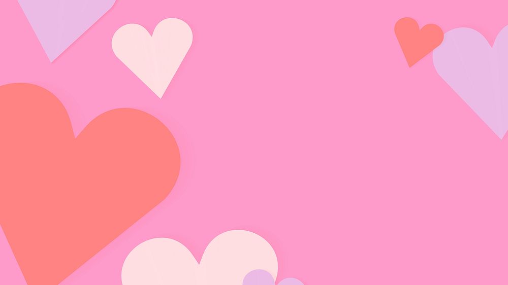 Heart shape desktop wallpaper, pink theme background