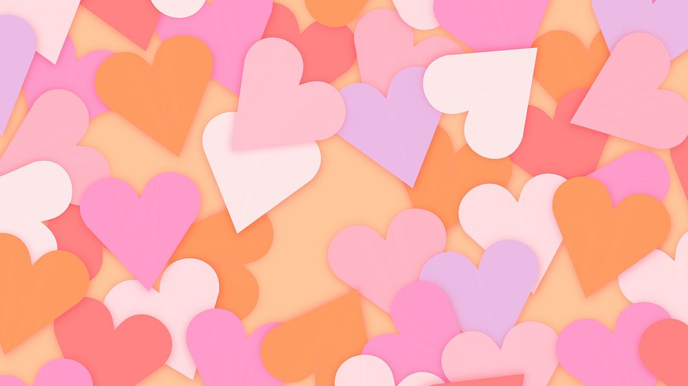 Heart shape computer wallpaper, pink theme background