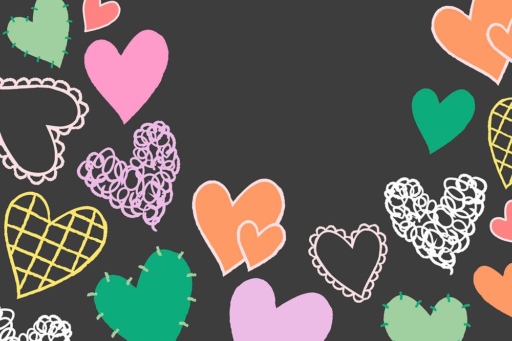 Colorful hearts background border, valentine&rsquo;s image design