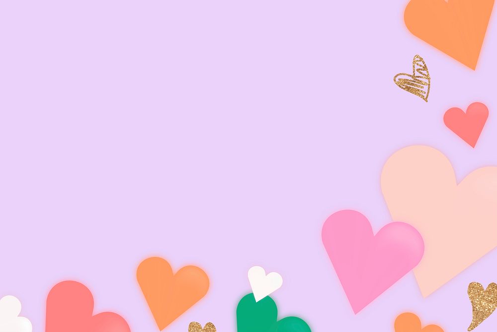 Colorful hearts border background valentine&rsquo;s psd